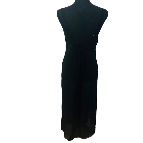 Vintage Lingerie Slip Dress Sheer Mesh Black Gothic Sequin Fairy Coquette Medium - Picture 5 of 6